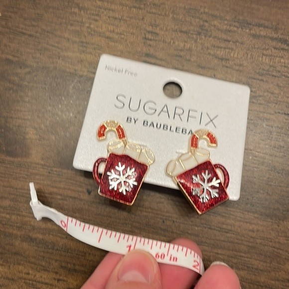 NEW Sugarfix Baublebar Hot Cocoa Mug Enamel Stud Earrings - Picture 5 of 5